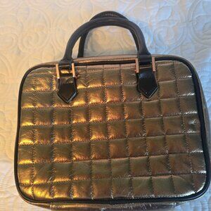 Bronze Quilted Jewelry Travel Organizer 6 Compartments PVC Clear Pouches Storage